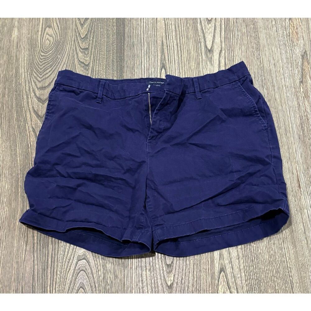 Tommy Hilfiger Womens Chino Shorts Mid Rise Cotton Blend Stretch Blue Size 14